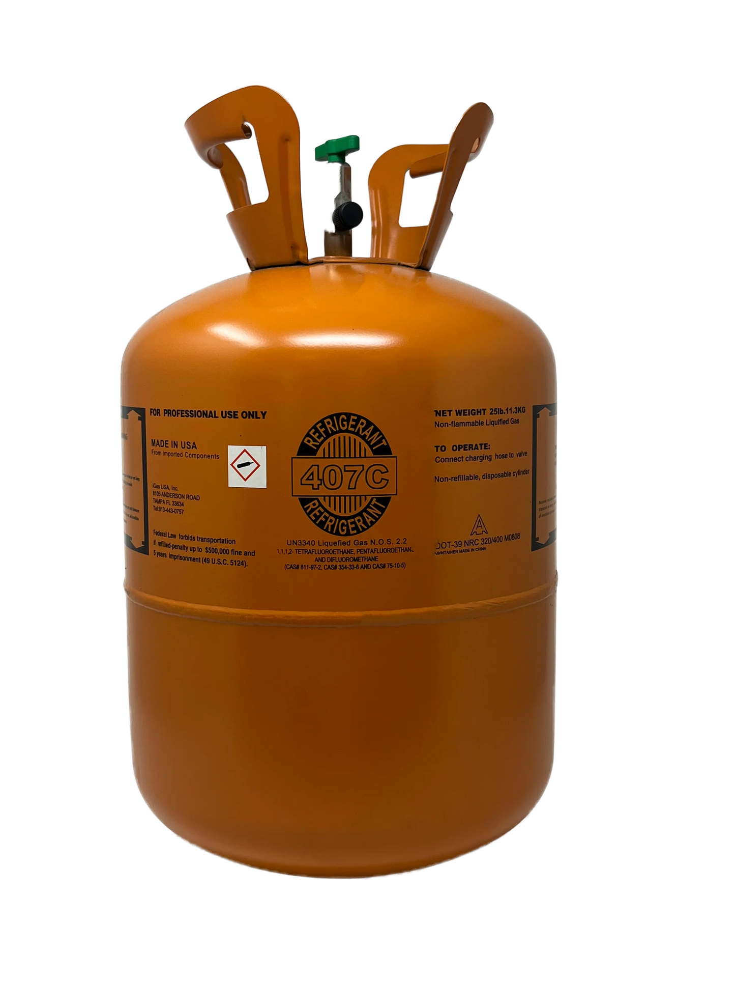 R-407C 25 LB REFRIGERANT NEW FACTORY SEALED CYLINDER